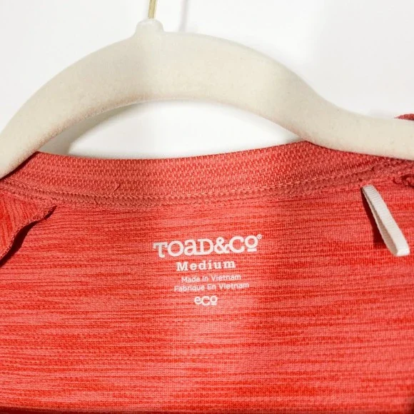 Toad & Co Tech Tomboy Cap Sleeve Dress Women’s Orange Side Pockets V-Neck Medium - Picture 3 of 7